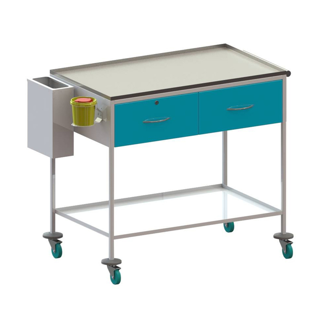 СММ-02 - столик передвижной инструментальный, 2 выдвижных ящика, полка из металла (1000х600х950 мм) | Виталия (Россия)