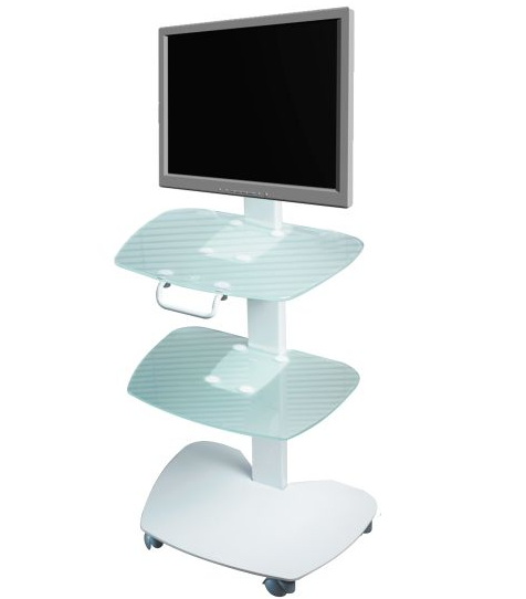 Столик стоматолога вспомогательный "Дарта 1315" (стеклянный, прямоугольная стойка под моноблок), (Россия)