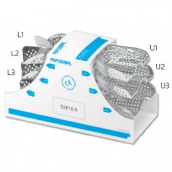 Ложка слепочная, набор 6 штук, с перфораций без бортика, детская, из аллюминия, Asa Dental (Италия)