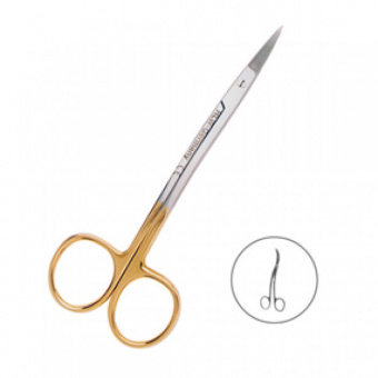 Ножницы хирургические двойной изгиб, зубчатая поверхность, La Grange TC, 115 мм., HLW Dental Instruments (Германия)